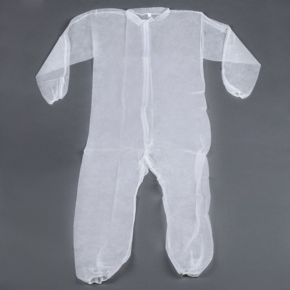 White Economy Disposable Polypropylene Coveralls Large