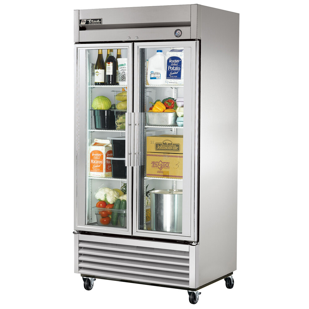 True T35GLD 40" Two Glass Door Reach In Refrigerator with LED Lighting