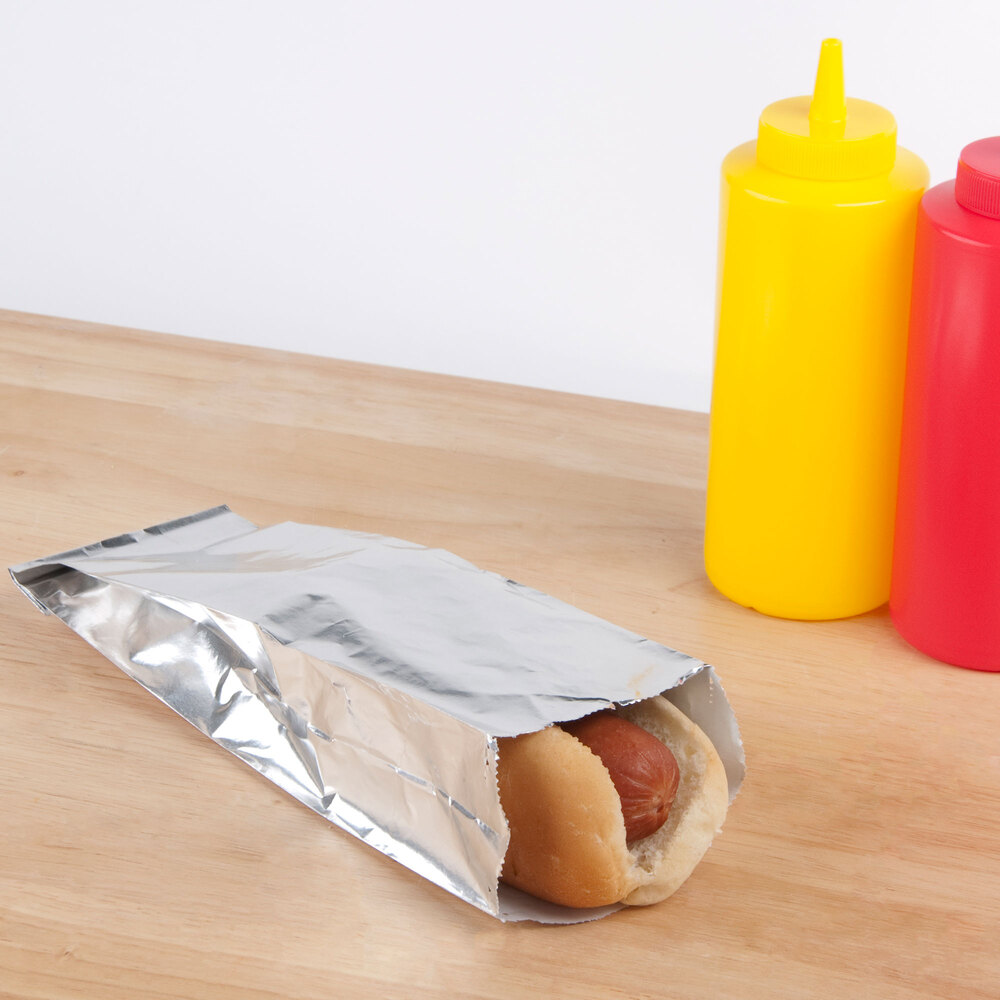 Carnival King 3 1/2" x 1 1/2" x 9" Unprinted Foil Hot Dog Bag 1000 / Case