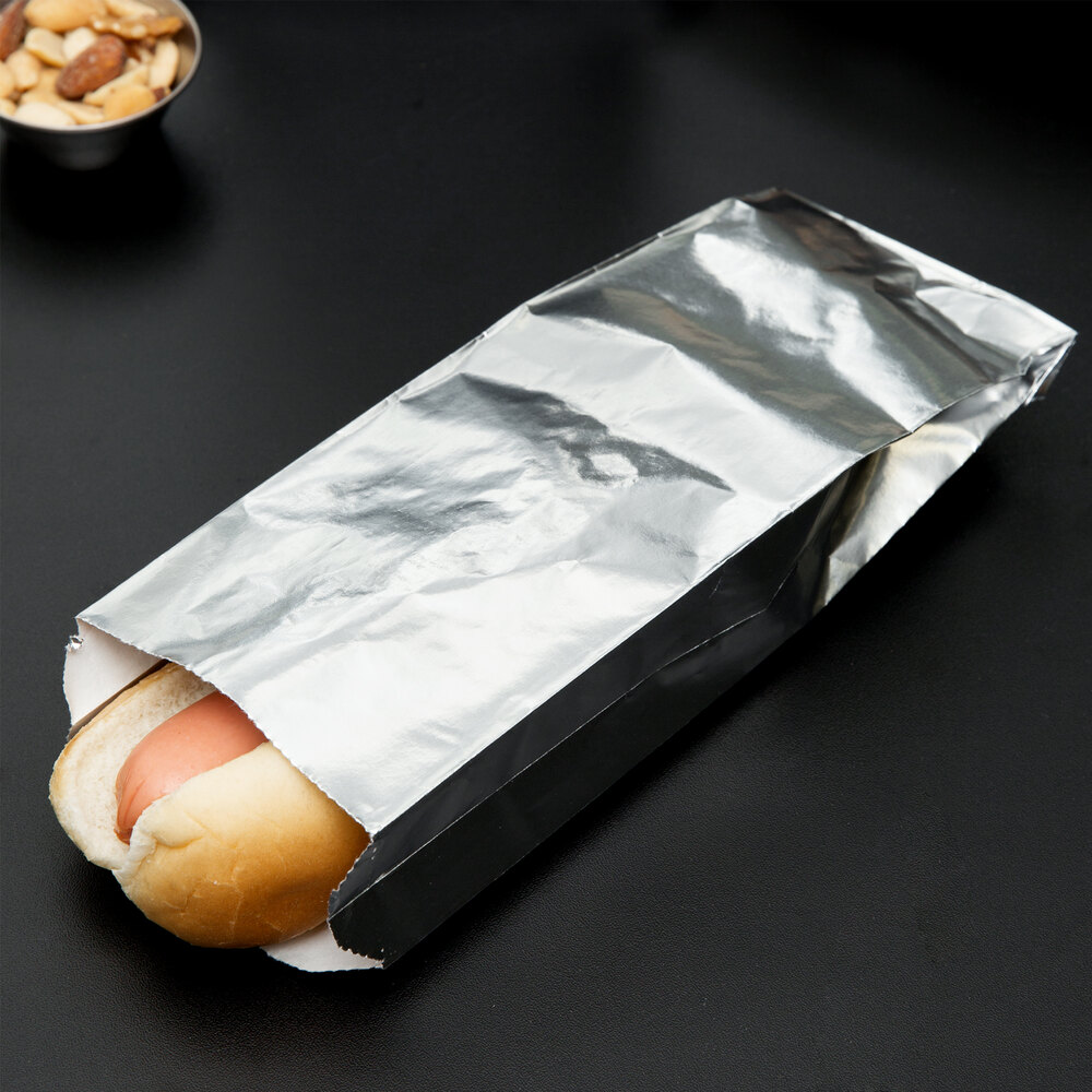 Carnival King 3 1/2" x 1 1/2" x 9" Unprinted Foil Hot Dog Bag 1000/Case