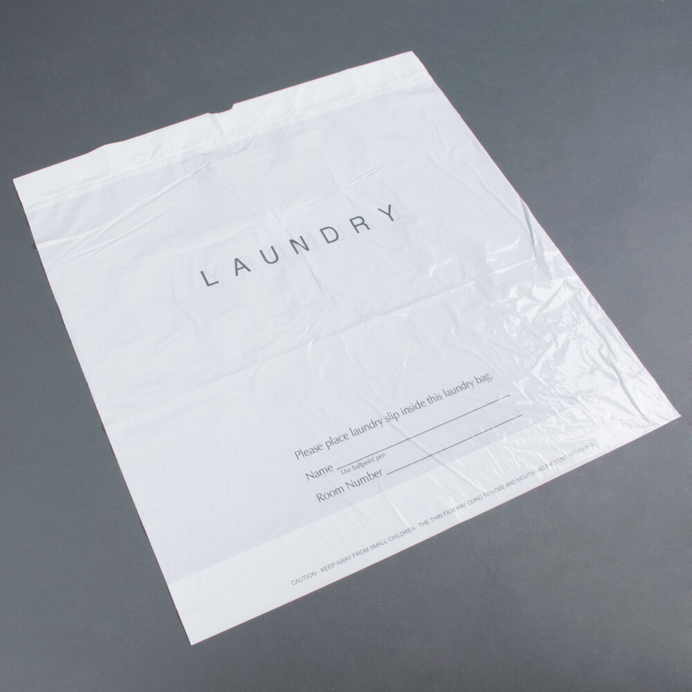 18" x 19" Plastic Hotel Laundry Bag with Draw String 100 / Pack