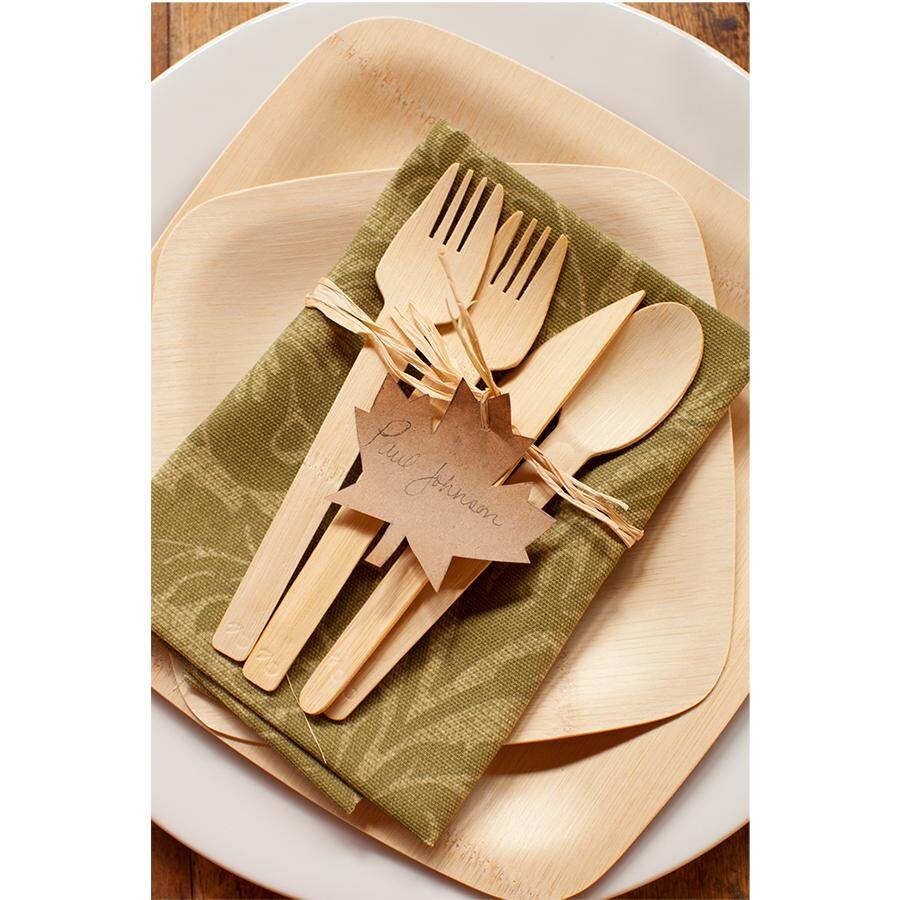 Bambu 063100 7" Disposable Square Bamboo Plate 100 / Box