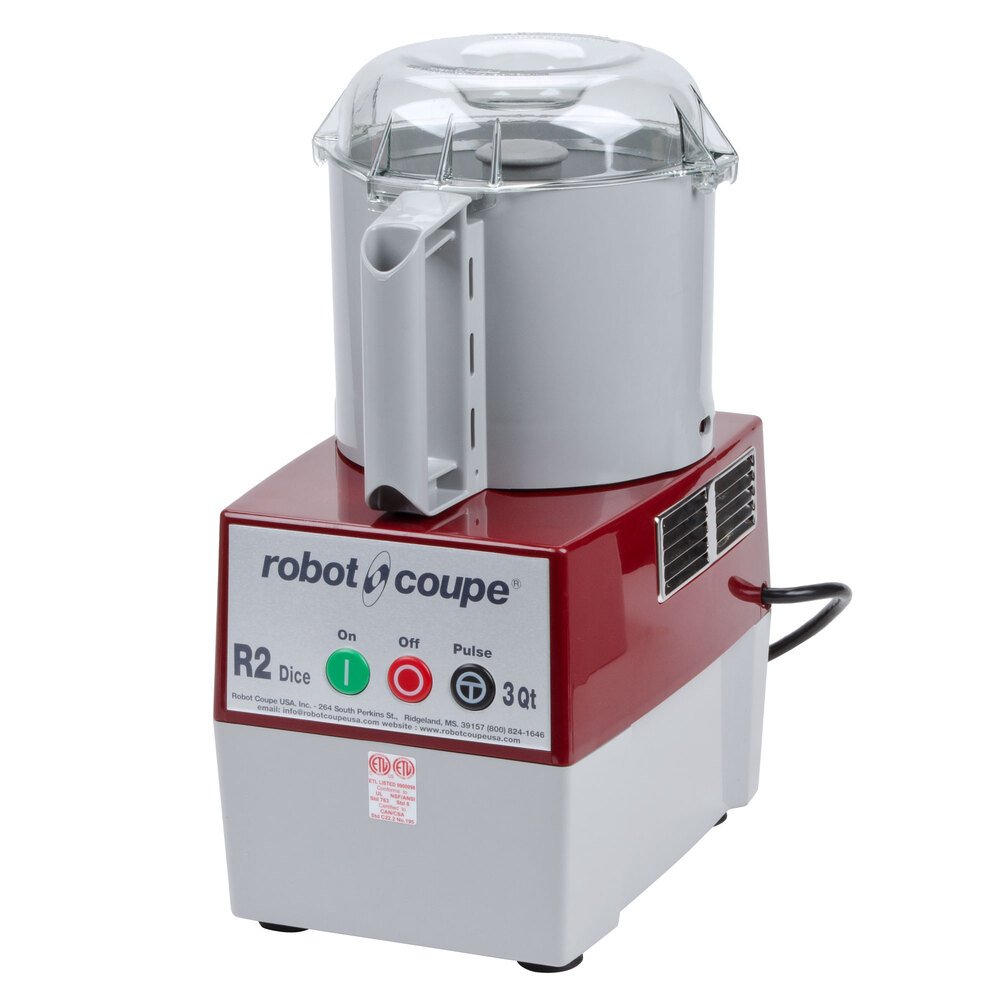 Robot Coupe R2 Dice Combination Continuous Feed Food Processor / Dicer with 3 Qt. Gray