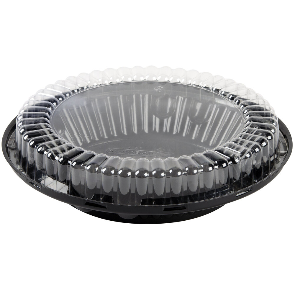D&W Fine Pack J44 10" Black Pie Take Out Container with Clear Low Dome Lid 20/Pack