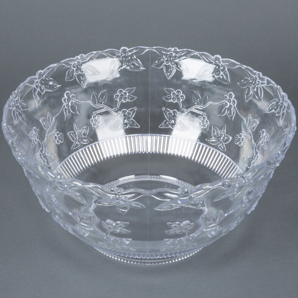 Fineline Platter Pleasers 3512 10 Qt. Clear Plastic Punch Bowl