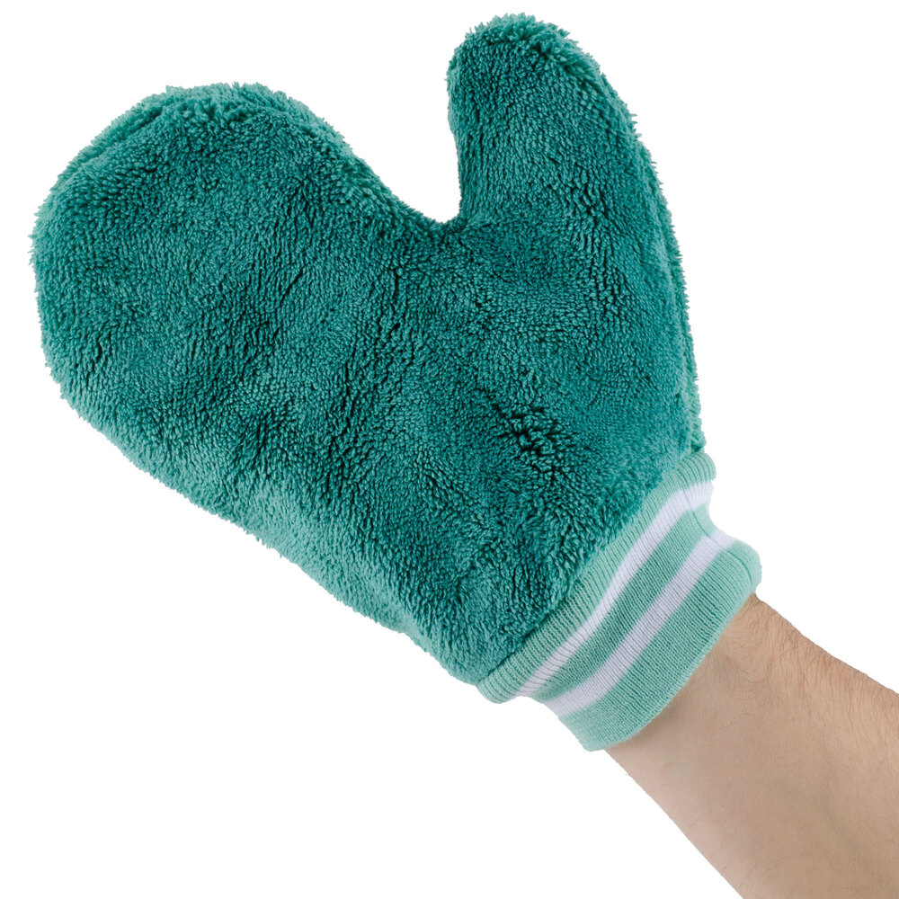 Green Microfiber Cleaning Mitt with Thumb