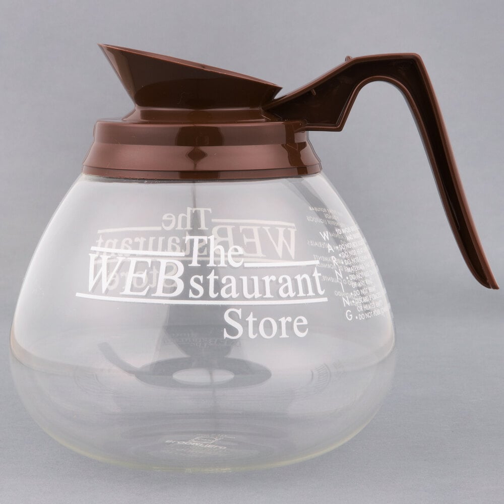 staurantStore Logo 64 oz. Glass Coffee Decanter with Brown Handle