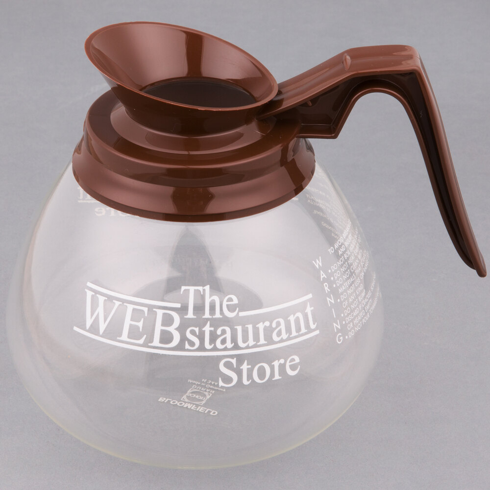 staurantStore Logo 64 oz. Glass Coffee Decanter with Brown Handle