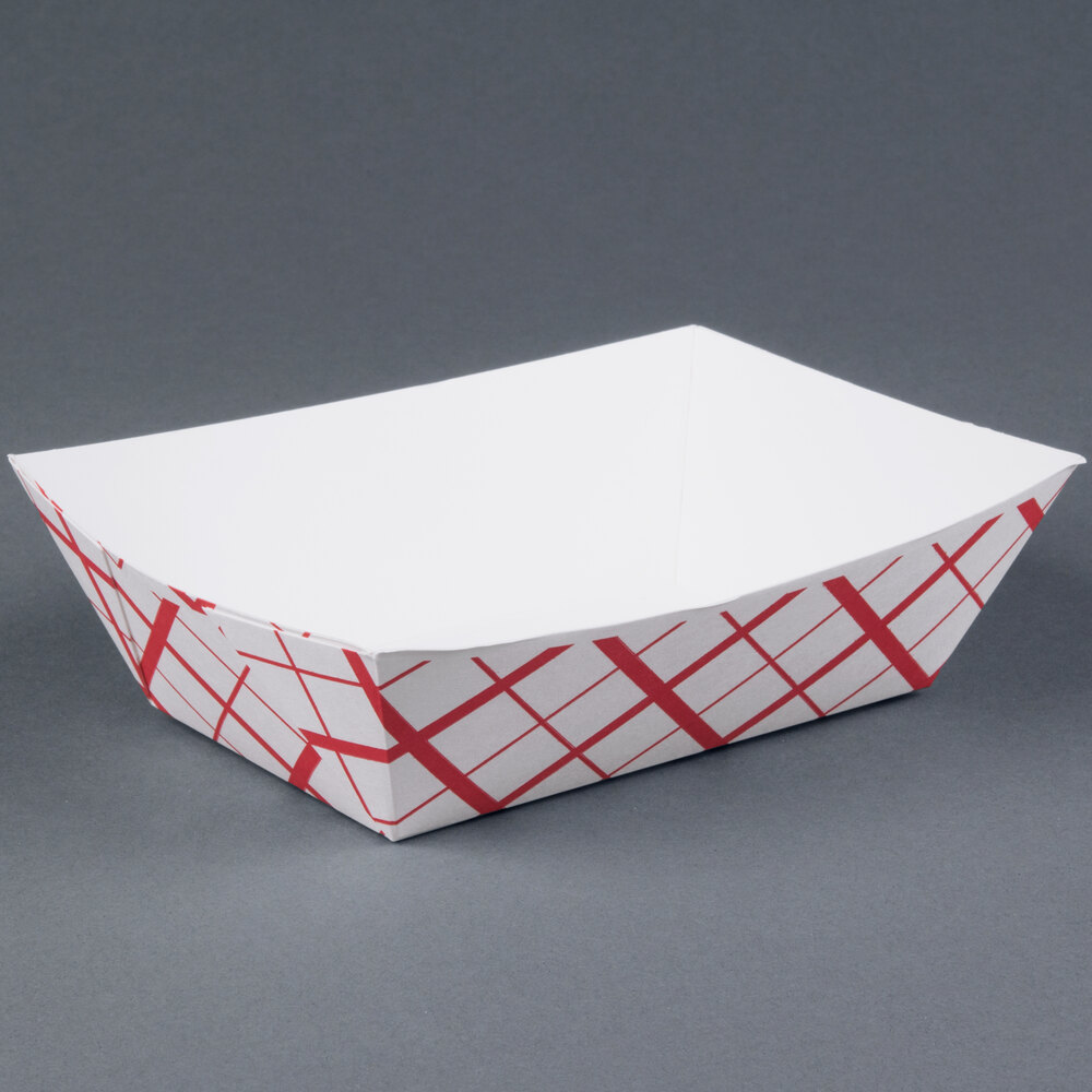 3 lb. Red Check Paper Food Tray 500 / Case