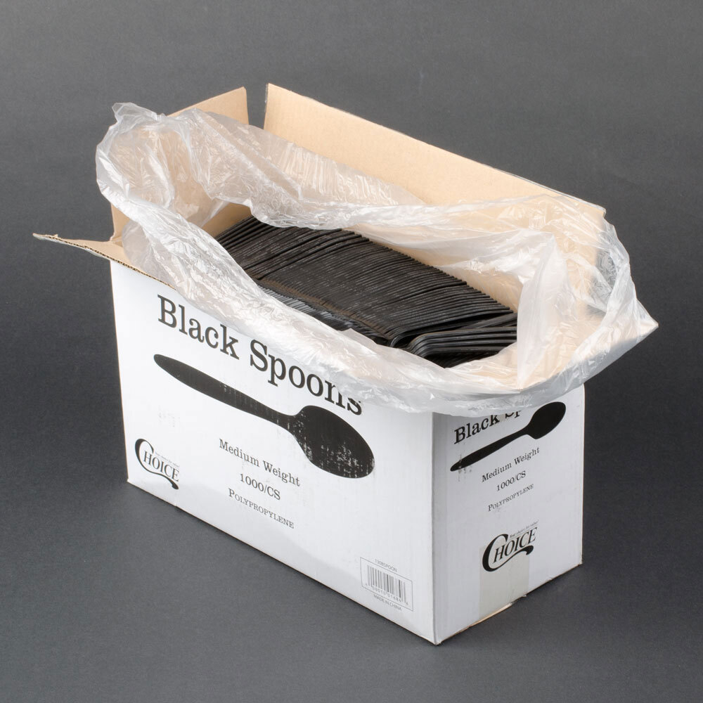 Choice Medium Weight Black Plastic Spoon 1000 / Case