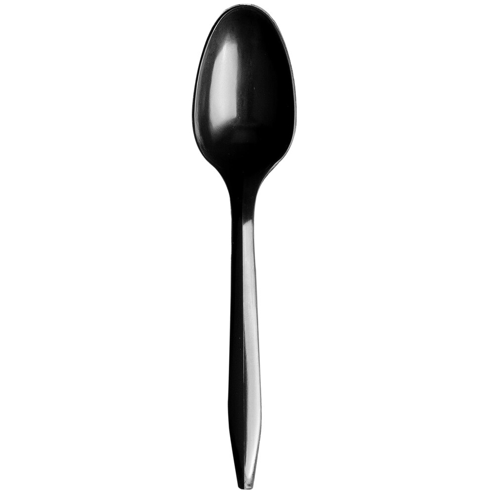 Choice Medium Weight Black Plastic Spoon 1000 / Case