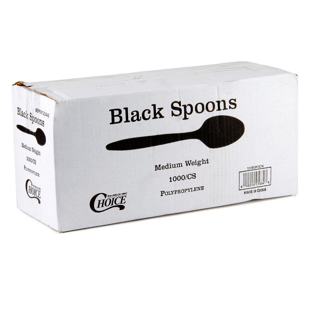 Choice Medium Weight Black Plastic Spoon 1000 / Case