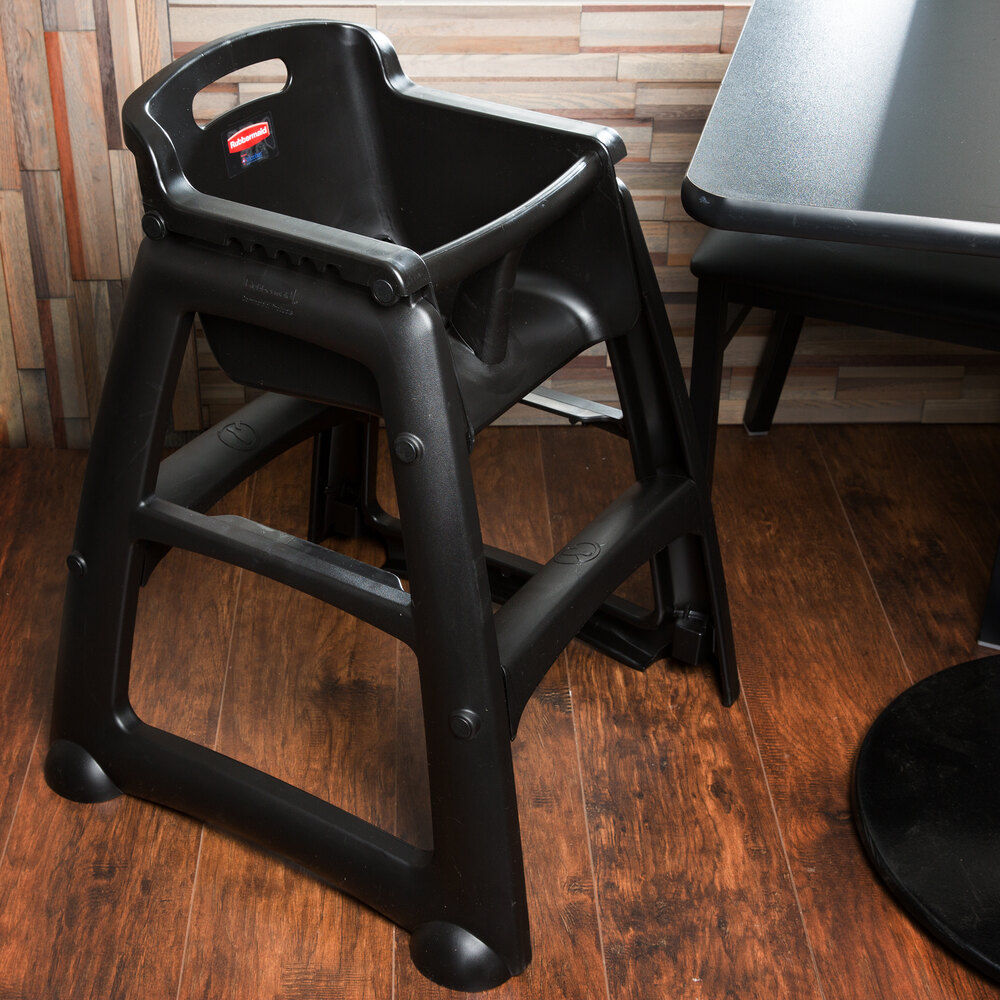 Rubbermaid FG781408BLA Black Sturdy Chair Restaurant High Chair without