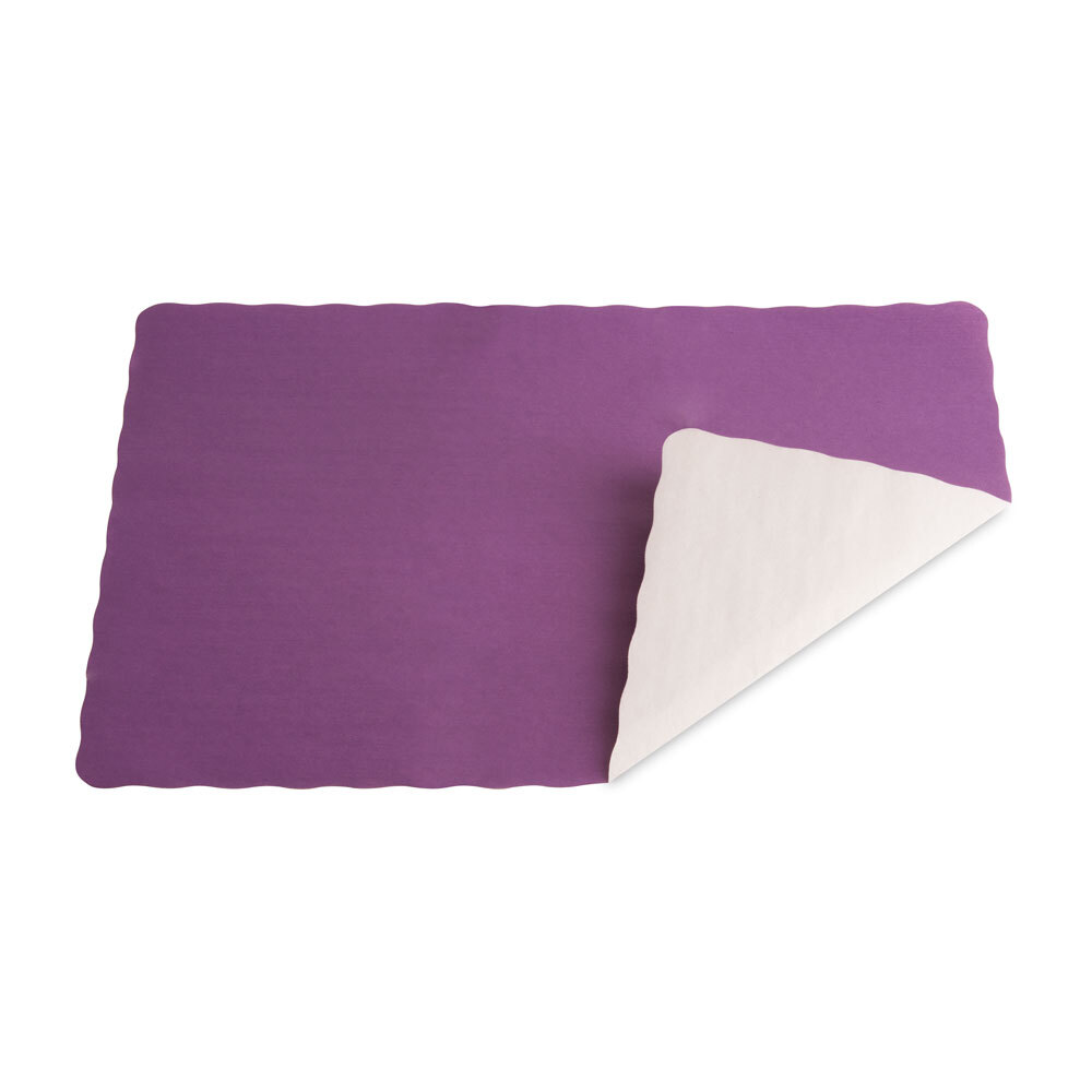 Purple 10'' x 14'' Colored Paper Placemat with Scalloped Edge 1000 / Case