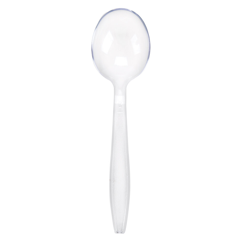 Visions Heavy Weight Clear Plastic Soup Spoon 100 / Pack