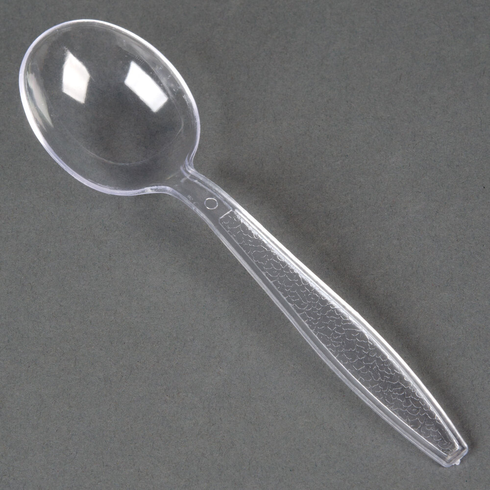 Visions Heavy Weight Clear Plastic Soup Spoon 100 / Pack