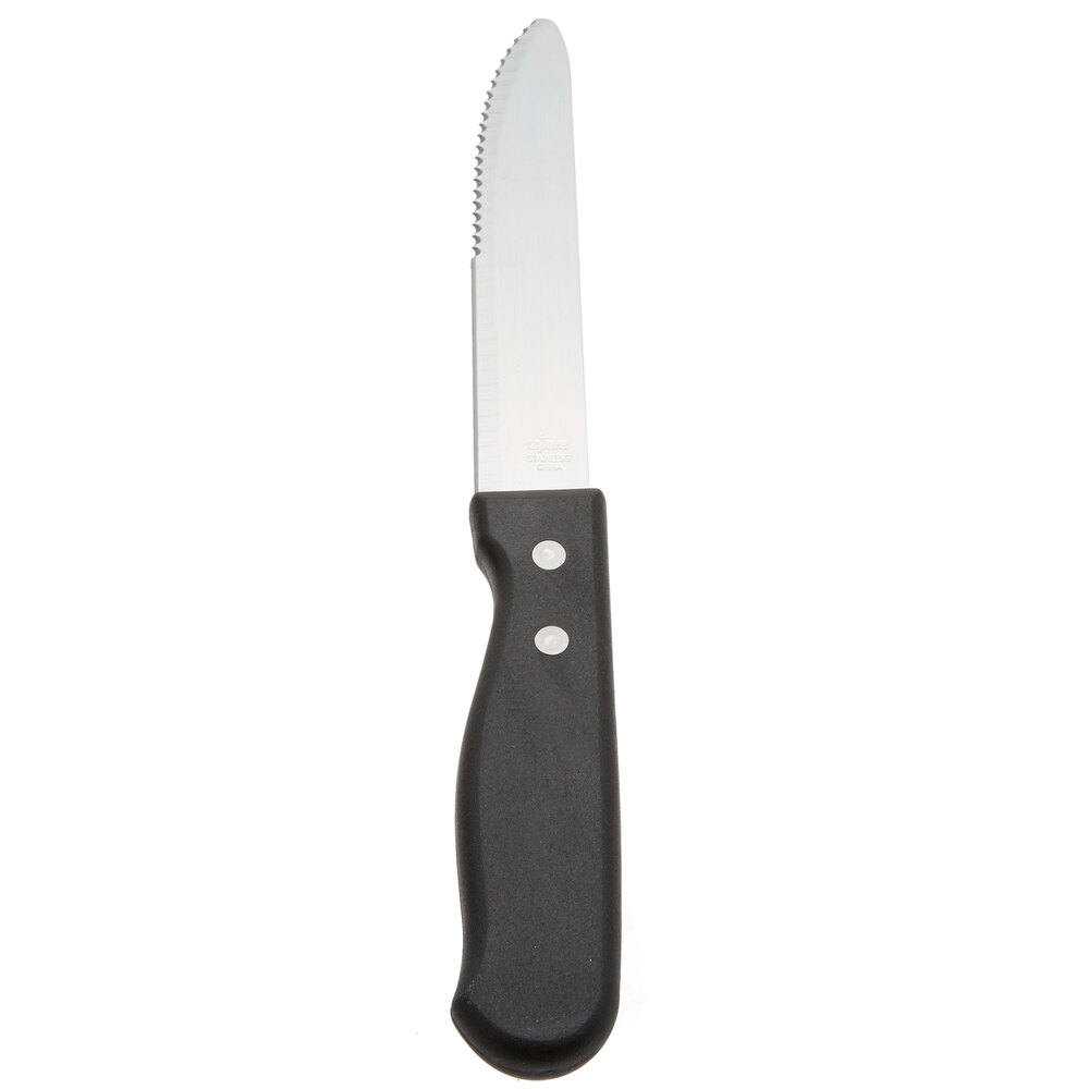 5" Jumbo Stainless Steel Steak Knife with Curved Poly Handle and Blunt