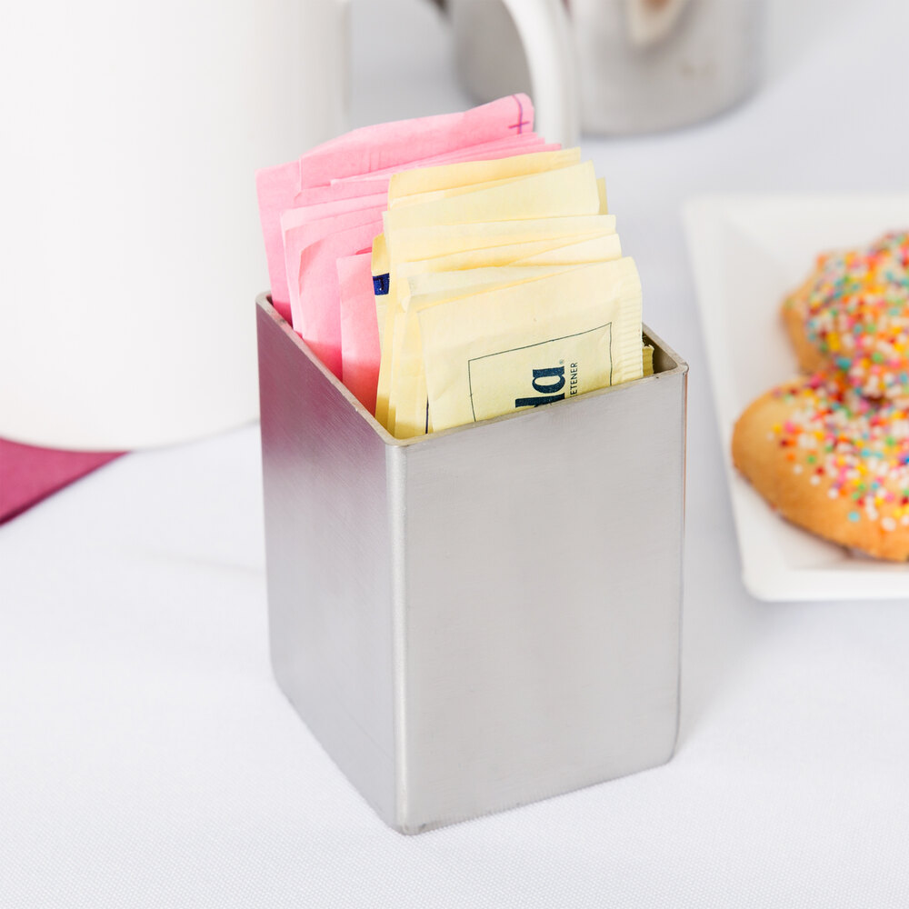 Tablecraft 1156 2" x 2" Square Stainless Steel Sugar Caddy