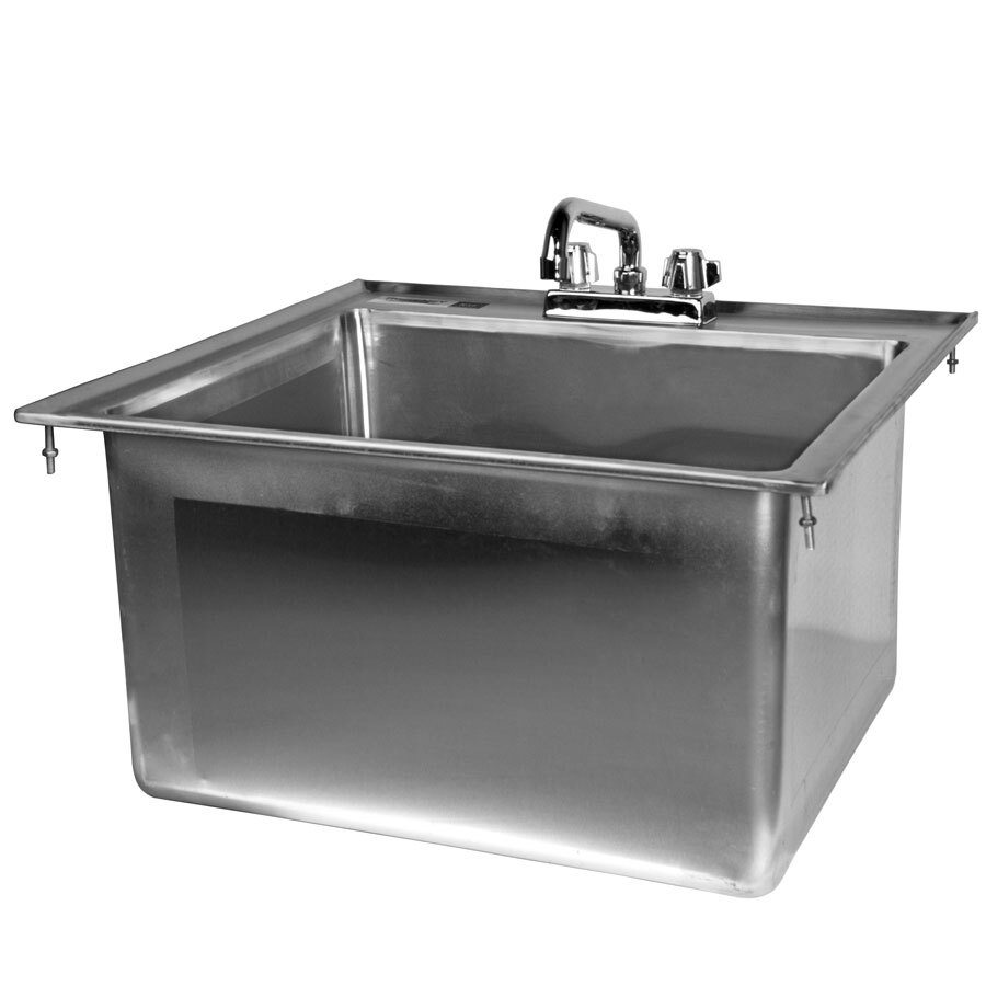 Regency 16 Gauge Drop In Stainless Steel Sink with 8" Faucet 20" x 16