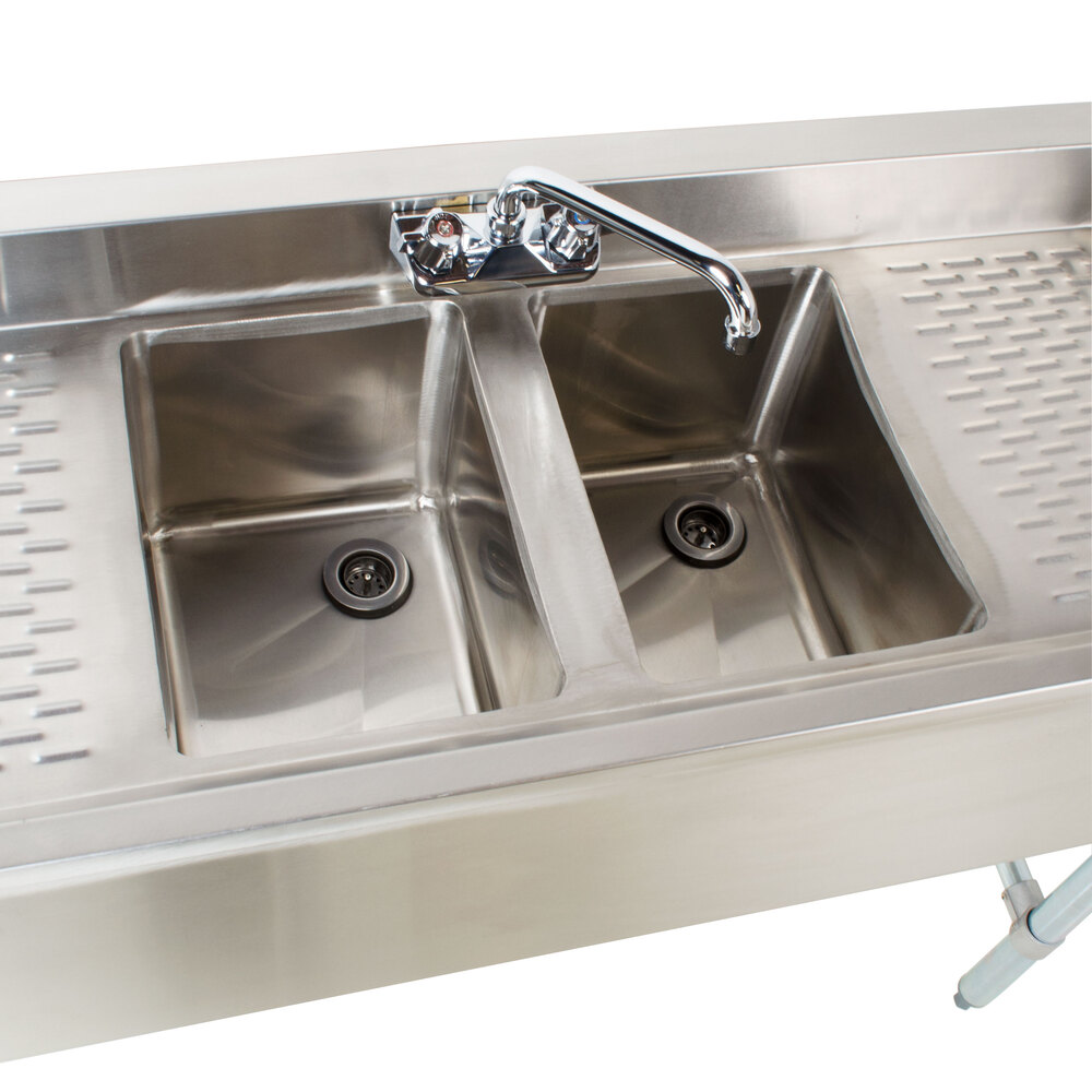 Regency 2 Bowl Under Bar Sink 48" Long with Two 13" Drainboards and Faucet