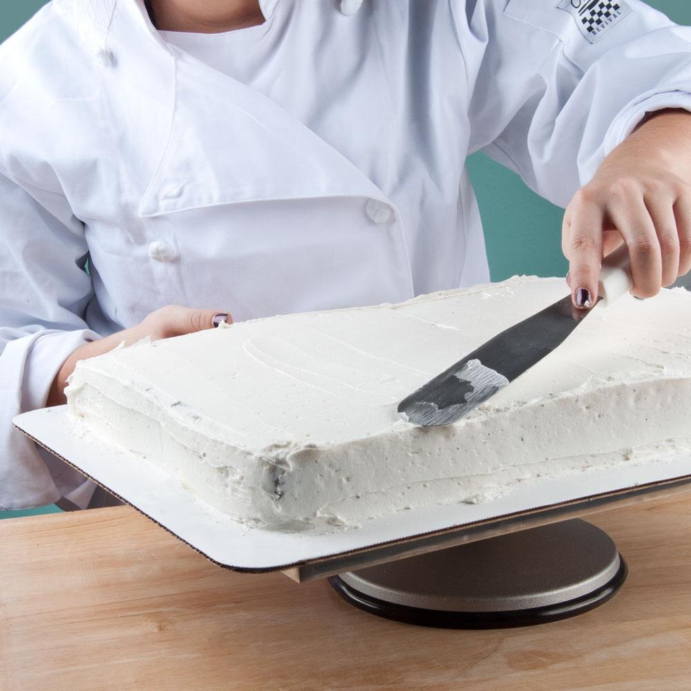 Ateco 614 12" x 16" x 4" Revolving Aluminum Cake Stand for HalfSize