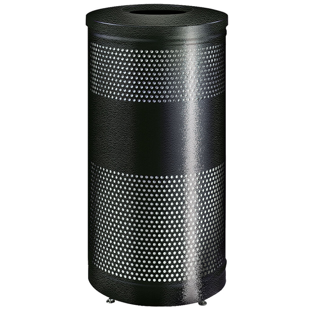Rubbermaid S3ET Hammertone Charcoal Perforated Steel Waste Receptacle