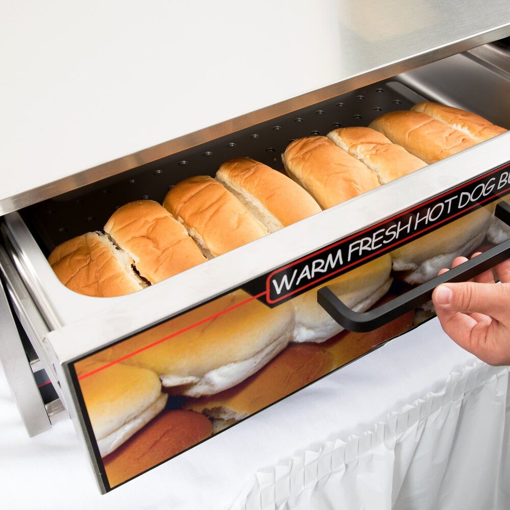 Nemco 8027BW220 Moist Heat Hot Dog Bun Warmer for 8027 Series Roller Grills Holds 32 Buns
