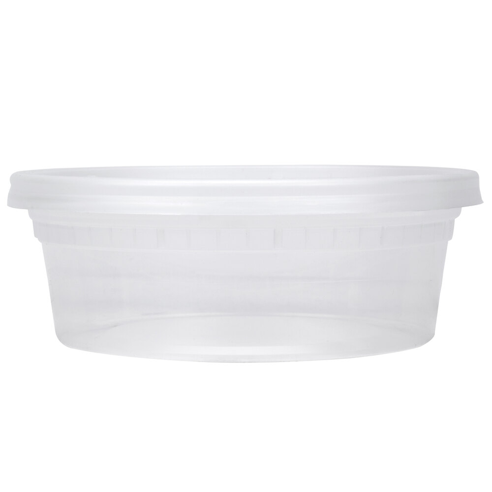 8 oz. Microwavable Translucent Plastic Deli Container with Lid 240 / Case