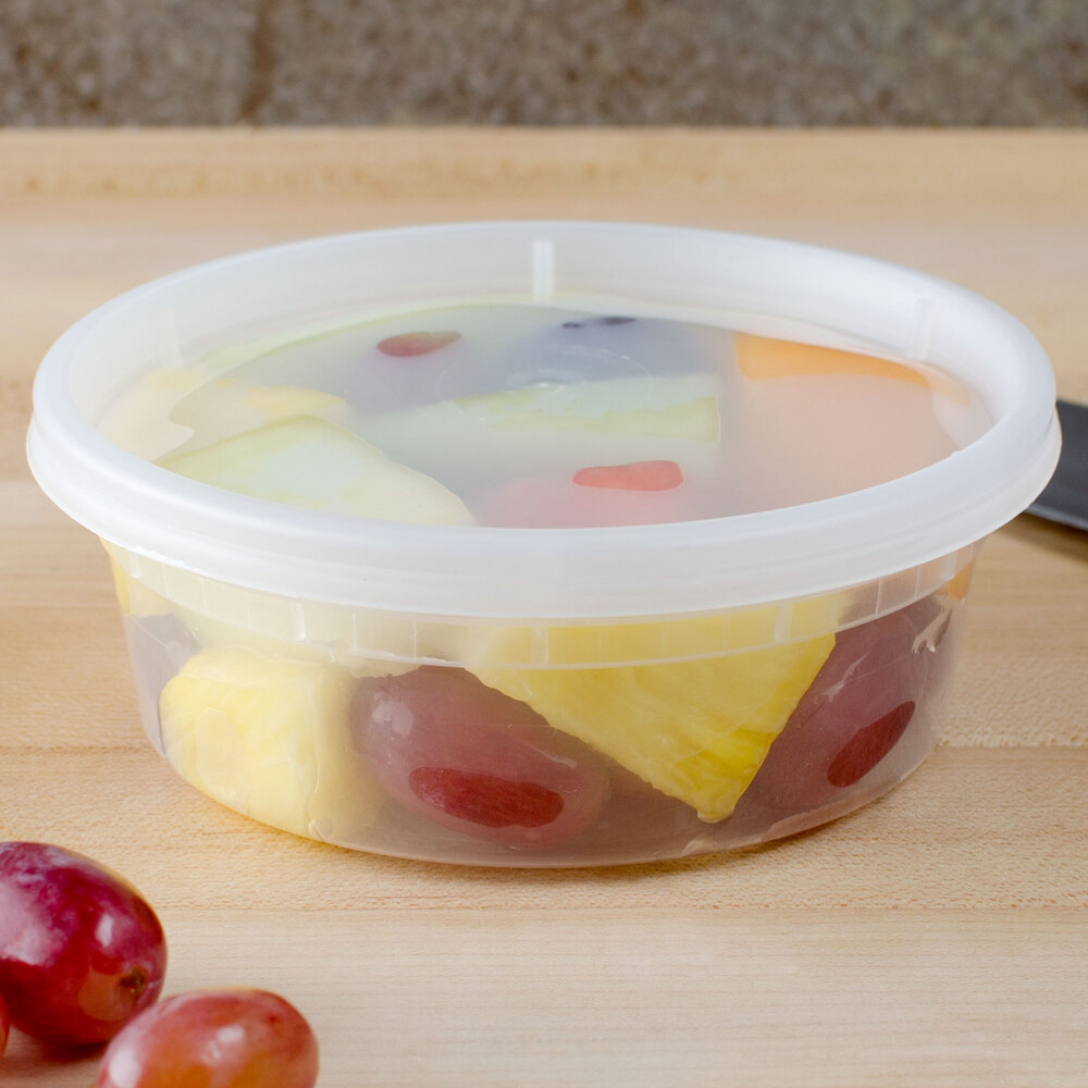 8 oz. Microwavable Translucent Plastic Deli Container with Lid 240 / Case