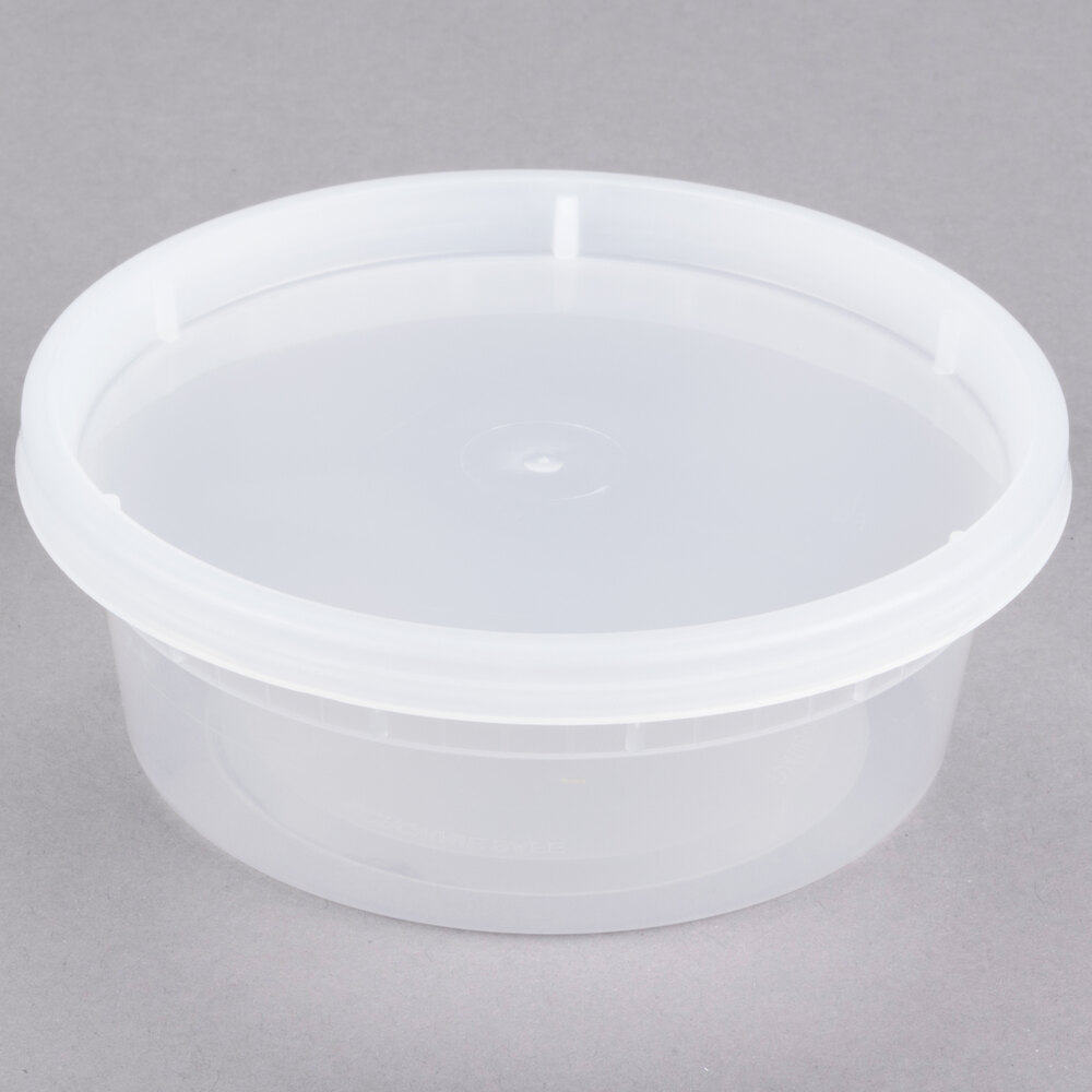 8 oz. Microwavable Translucent Plastic Deli Container with Lid 240/Case