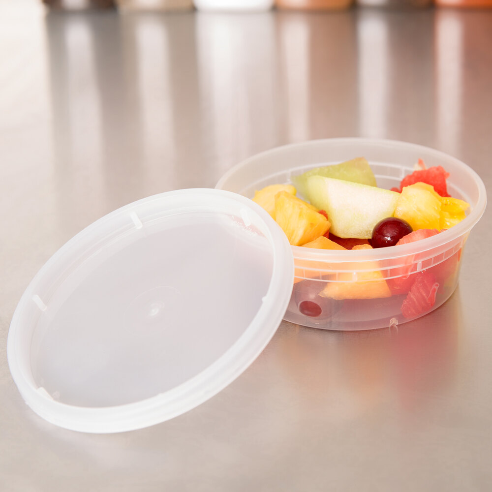 8 oz. Microwavable Translucent Plastic Deli Container with Lid 240/Case