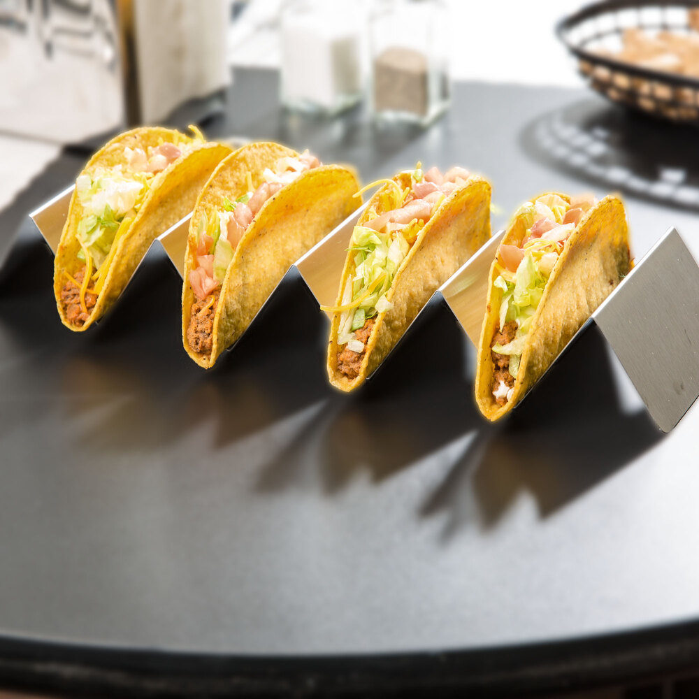 Stainless Steel Taco Holder with 4 or 5 Compartments 4" x 13 1/4" x 2"