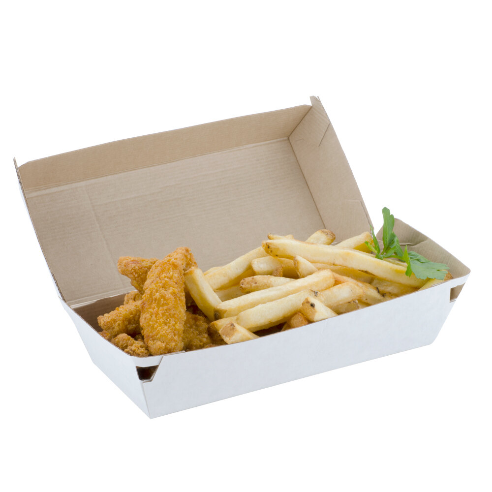 Sub Sandwich Corrugated Clamshell TakeOut Box 420 / Case 7 3/4" x 3