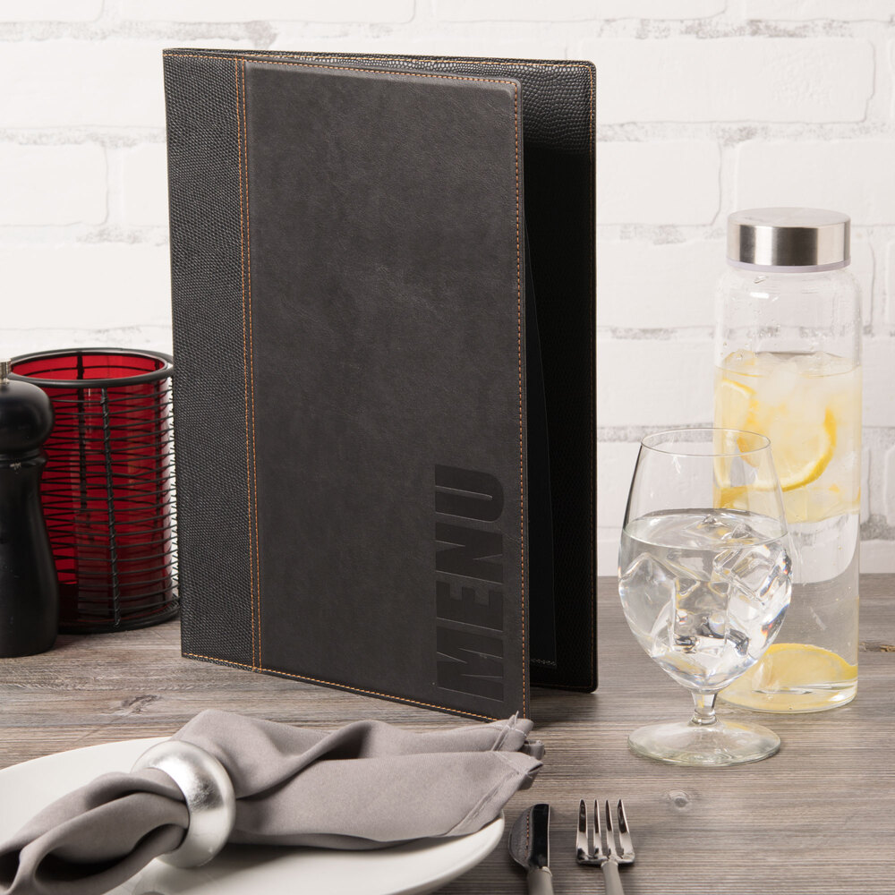 American Metalcraft MCTRLSBL Securit Faux Leather Menu Holder Black