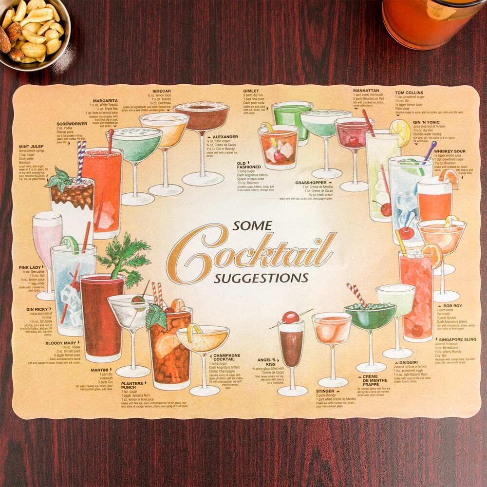 10" x 14" Cocktail Suggestions Design Paper Placemat 1000/Case