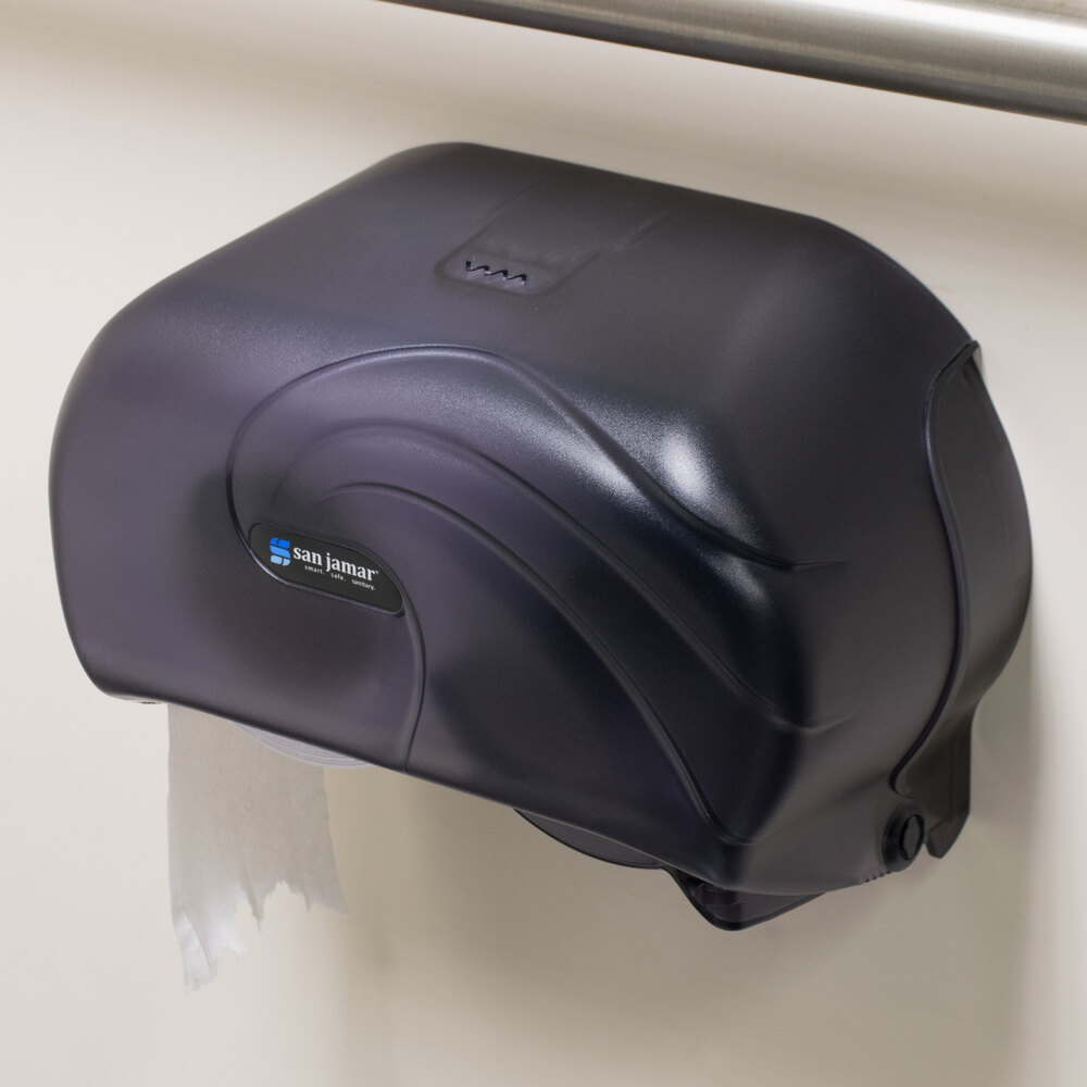 San Jamar R3690TBK Versatwin Ocean Double Roll Toilet Tissue Dispenser