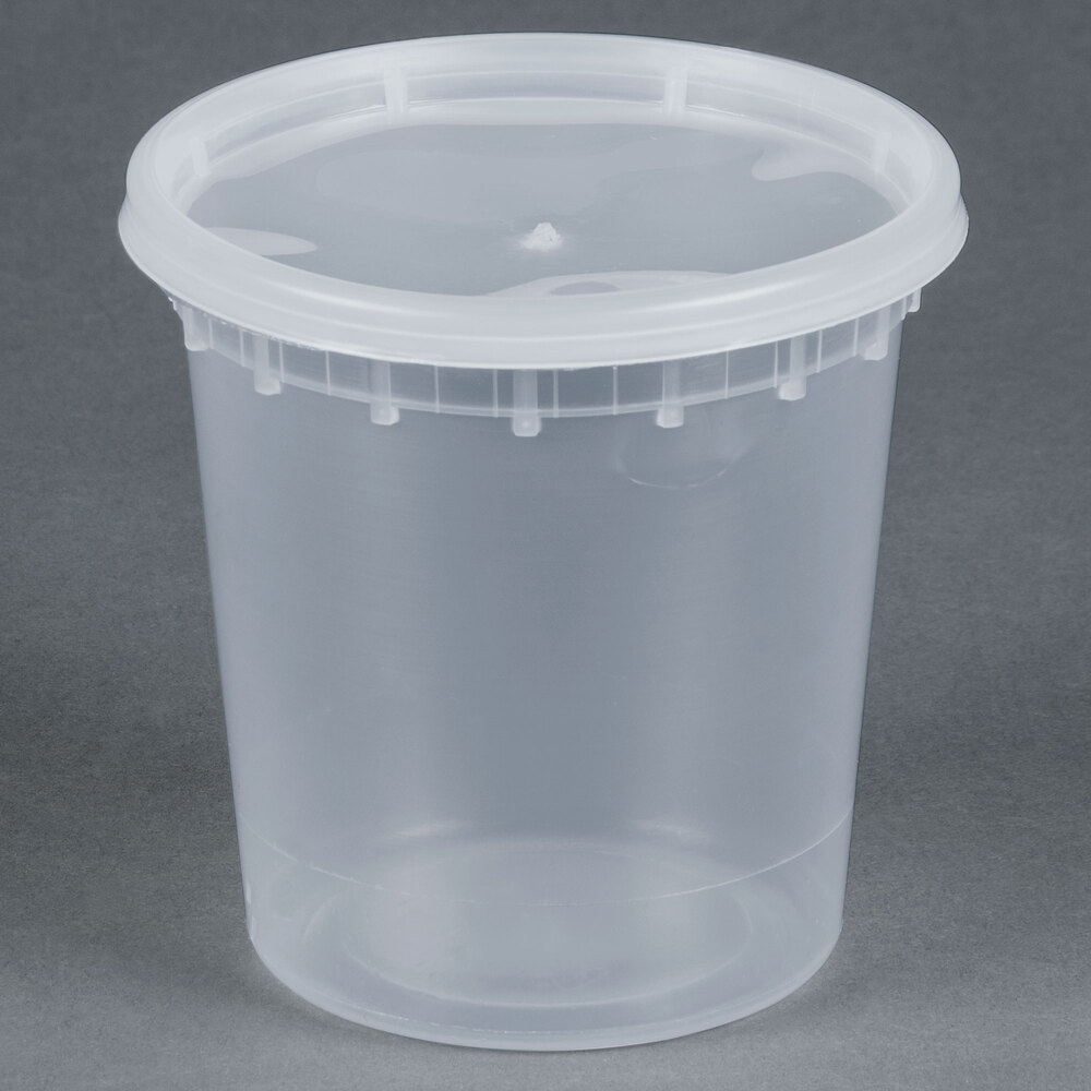 24 oz. Microwavable Translucent Plastic Deli Container with Lid 240/Case