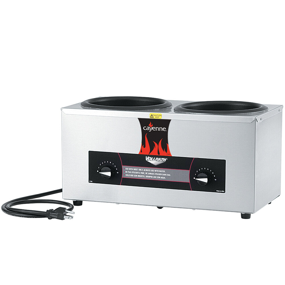 Vollrath 72045 Cayenne Twin 4 Qt. Countertop Warmer 120V, 1000W