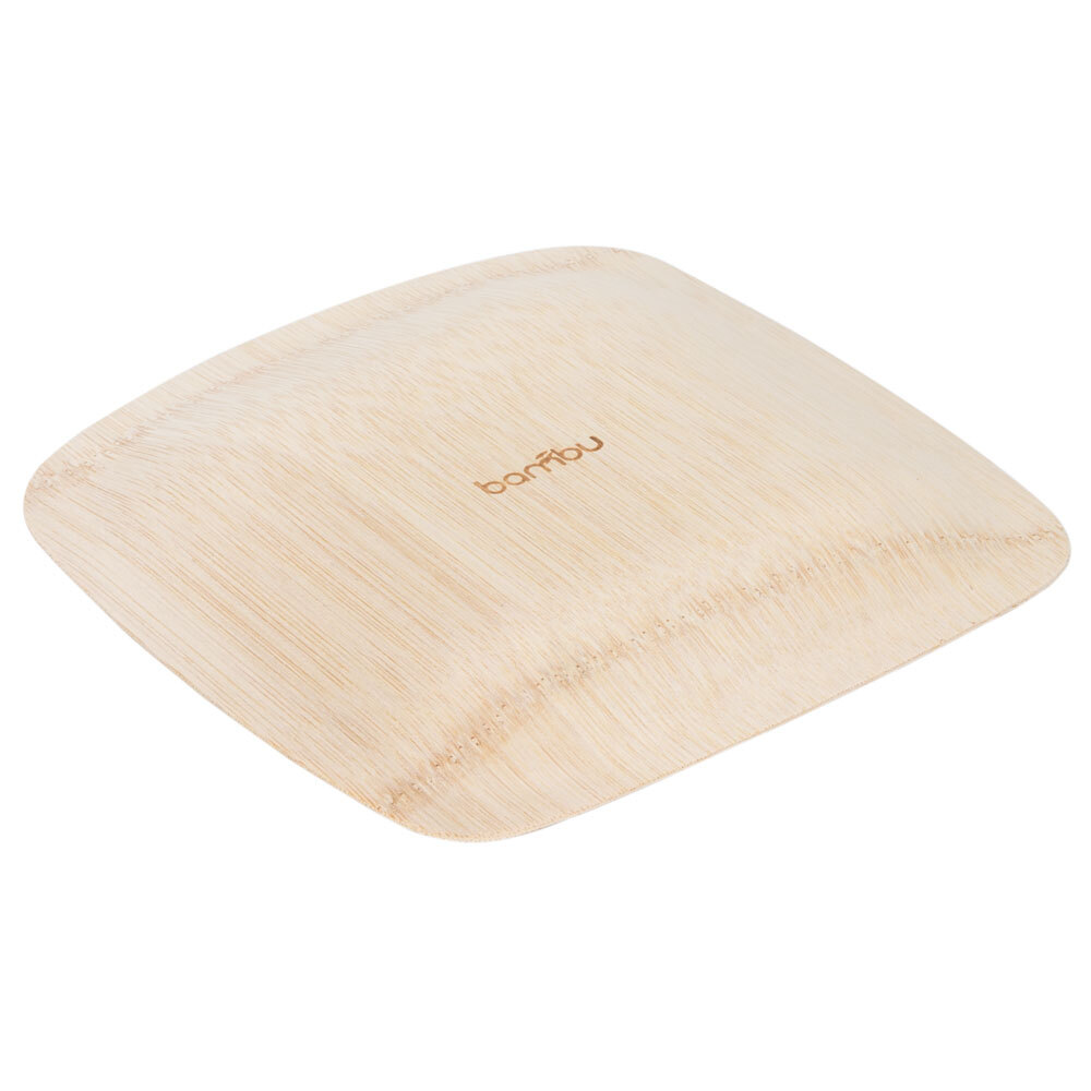 Bambu 063100 7" Disposable Square Bamboo Plate 25 / Pack