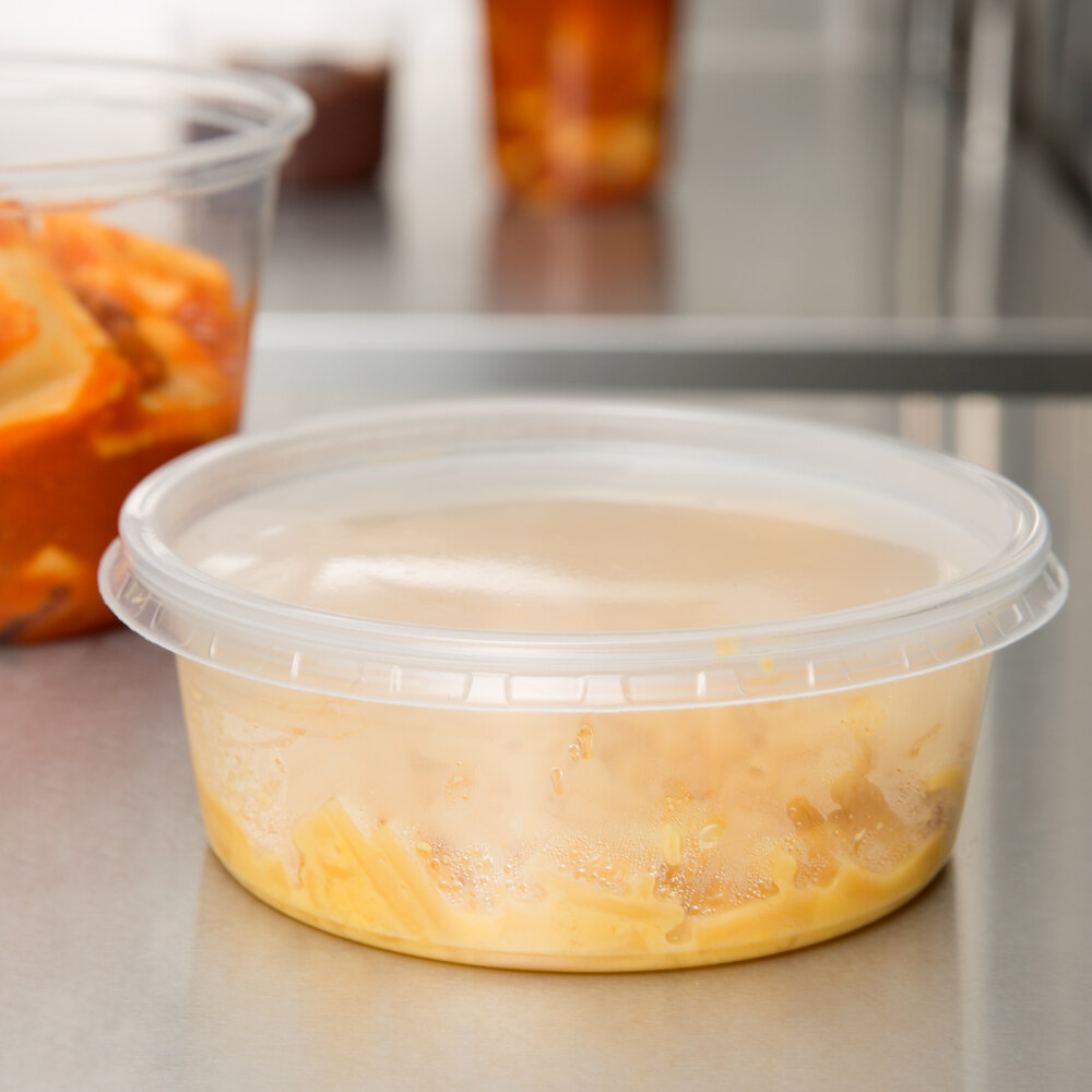 Choice 8 oz. Microwavable Translucent Round Deli Container and Lid