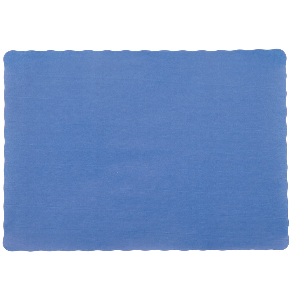 10" x 14" Navy Blue Colored Paper Placemat with Scalloped Edge 1000