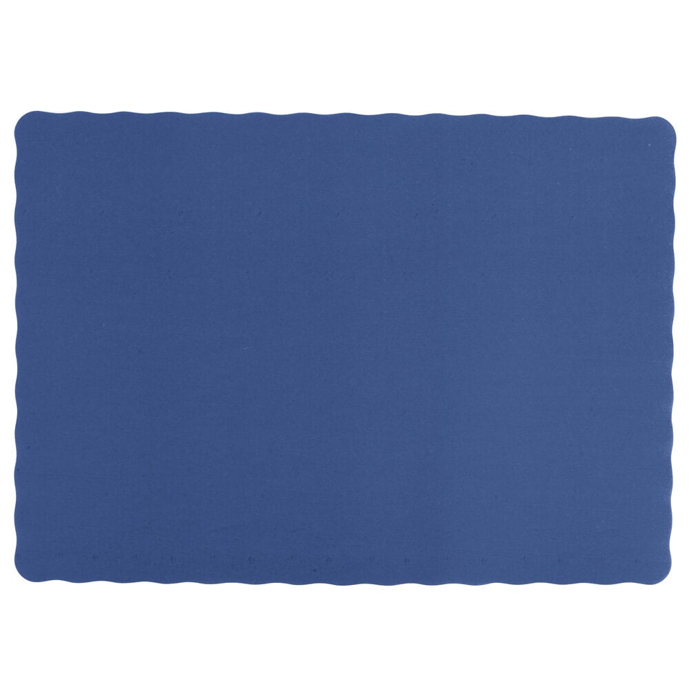 10" x 14" Navy Blue Colored Paper Placemat with Scalloped Edge 1000/Case