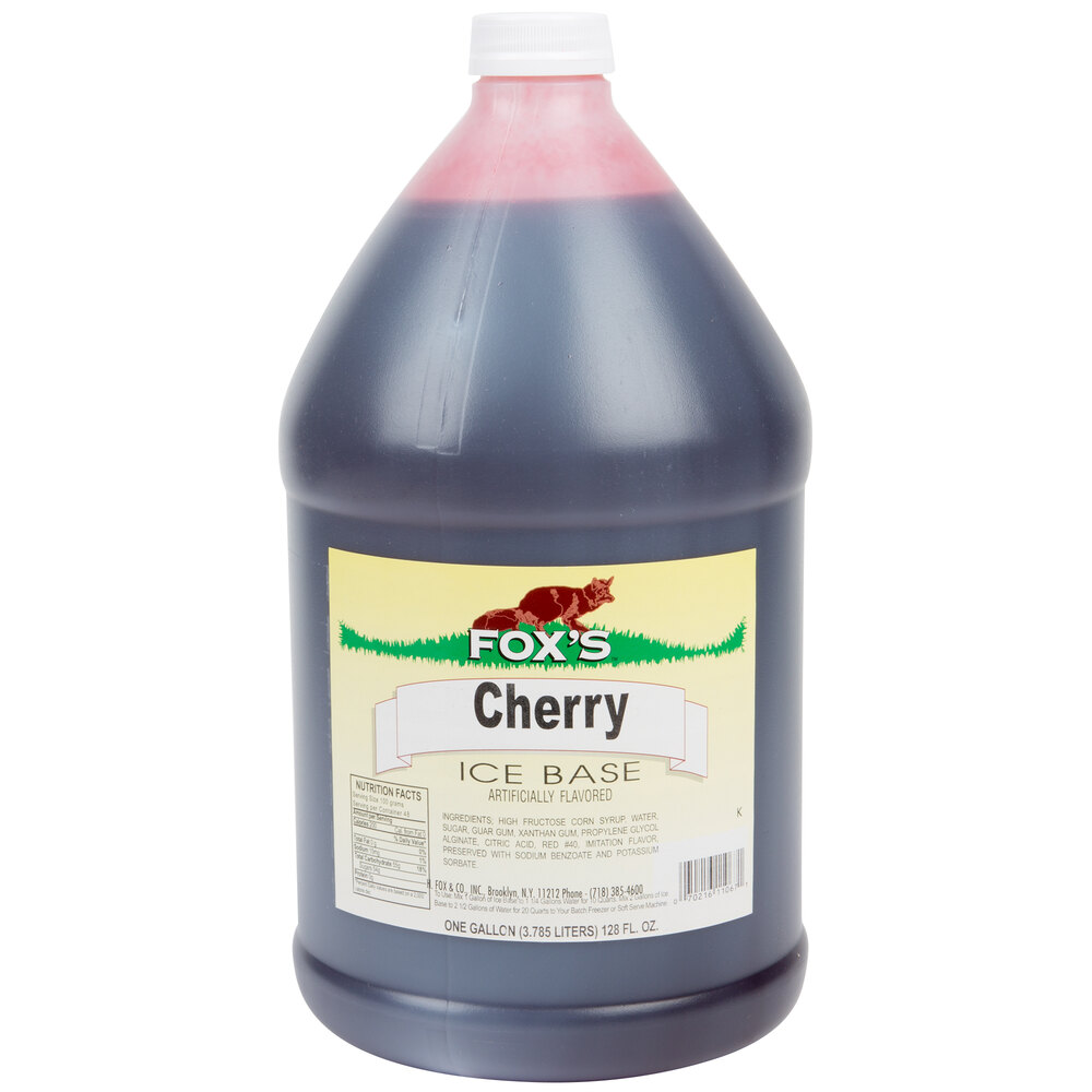 Fox's 1 Gallon Cherry Italian Ice Syrup Base 4/Case