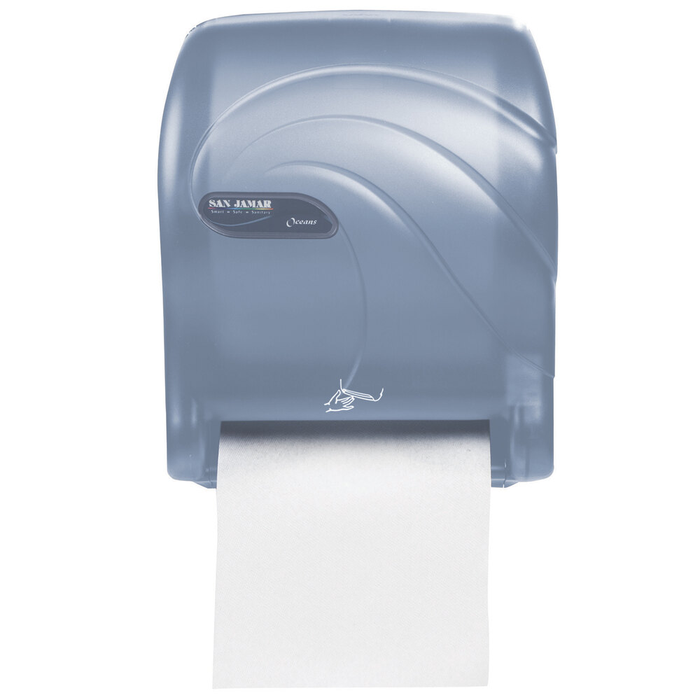 San Jamar T8490TBL Smart Essence Oceans Hands Free Paper Towel Dispenser Arctic Blue