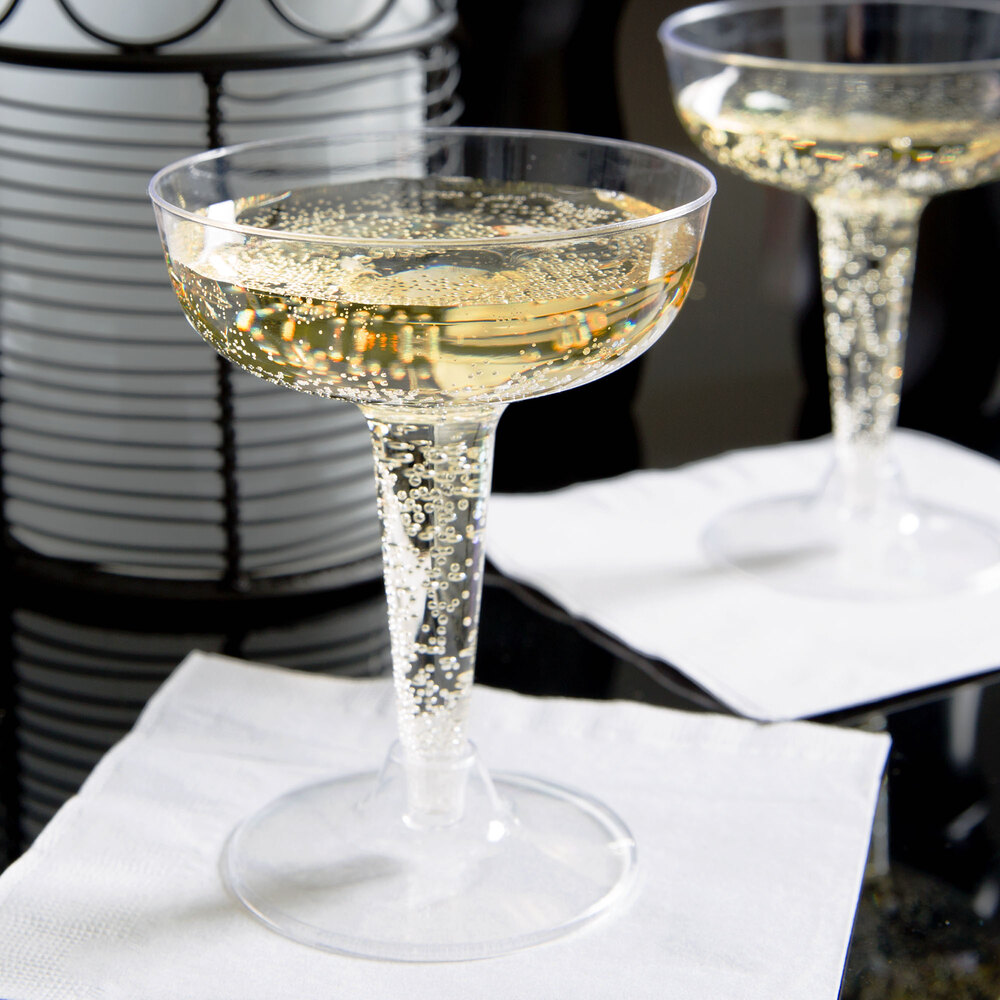 Fineline Flairware 2104 4 oz. Clear Plastic 2 Piece Champagne Glass