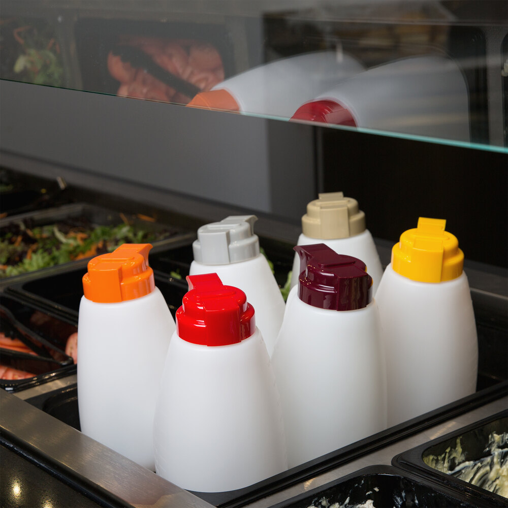 Tablecraft MW48A 48 oz. Assorted ABS Top Translucent Salad Dressing