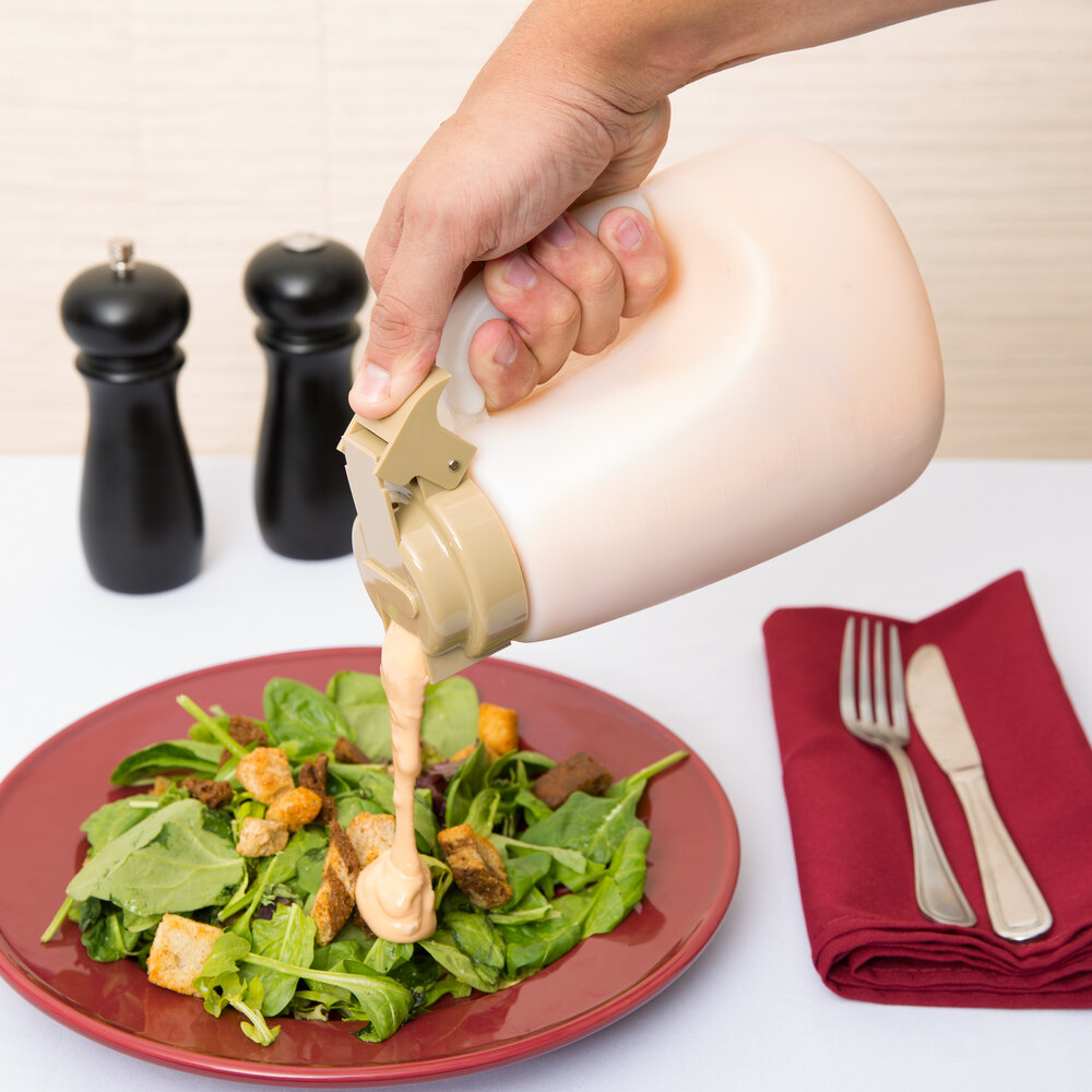 Tablecraft MW48A 48 oz. Assorted ABS Top Translucent Salad Dressing