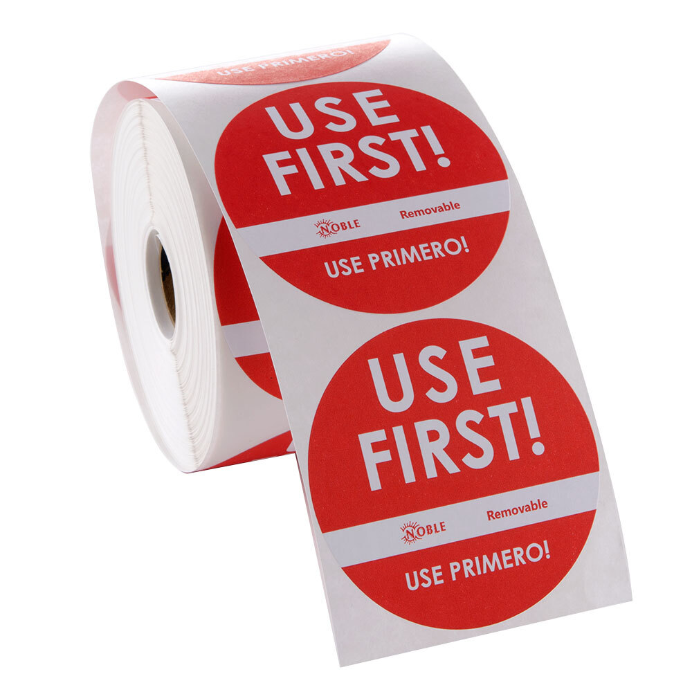Noble Products 3" Use First Removable Round Label with Dispenser Carton