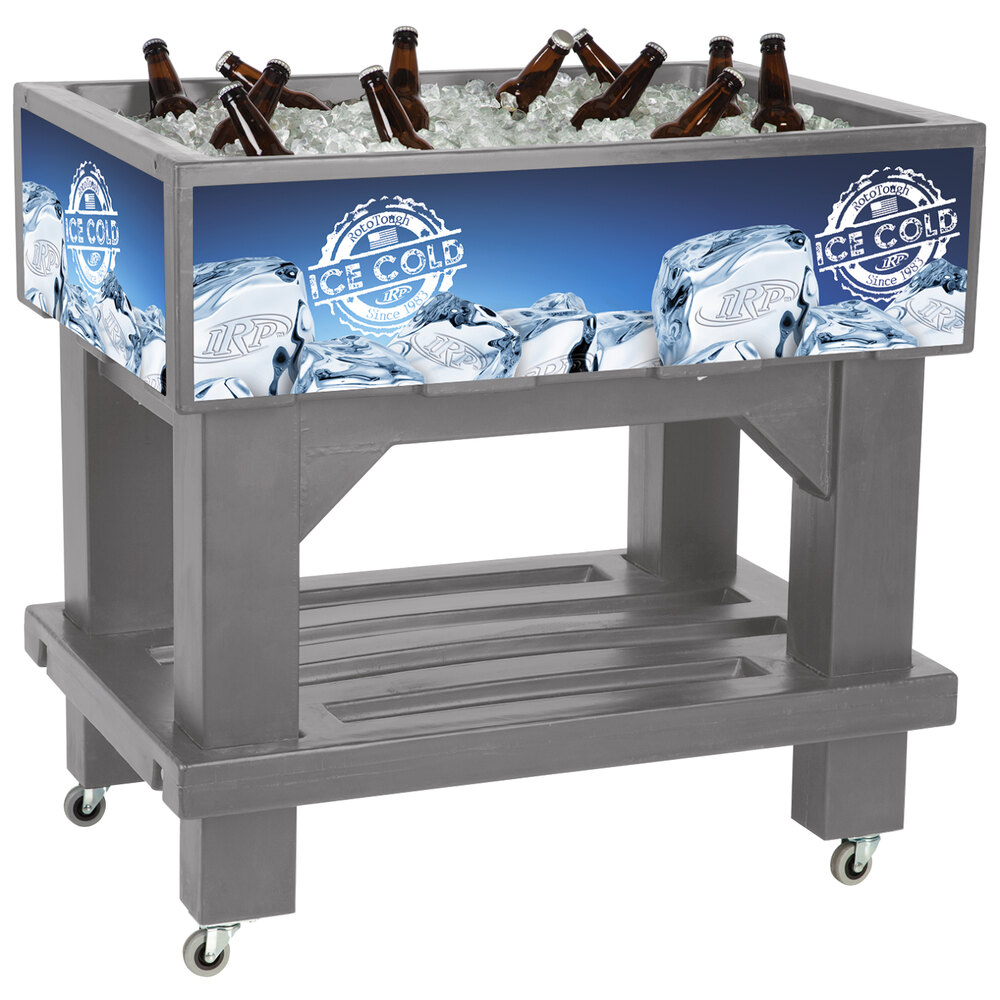 Gray Texas Icer Jr. 2020 Insulated Ice Bin / Merchandiser with Shelf