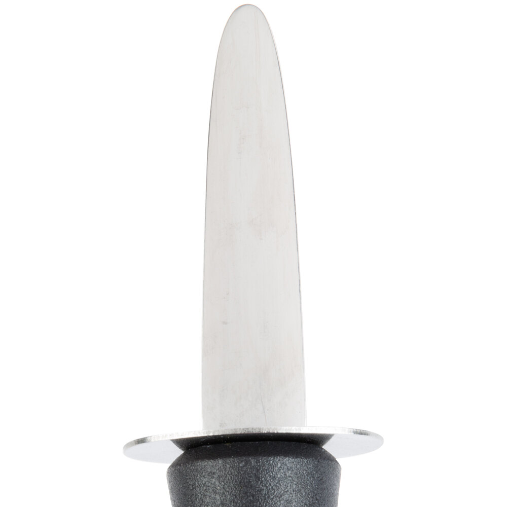 3" Stainless Steel Boston Style Oyster Knife with Black Plastic Handle